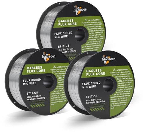haxiaoer Filo Animato per Saldatura MIG Senza Gas Flux 1,0mm 3kg per Saldatrice No Gas, Cavo Universale per Saldatura MIG MAG, E71T-GS, D100