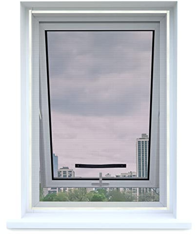 Apalus Fliegengitter für Dachfenster, Insektenschutz zum Anbringen an Klappfenster, Zuschneidbar auf Fenstergrößen bis 110x130cm, Schwarz, 2 Stück