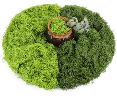 Kunstmoos zum Dekorieren, Kunstmoos zum Basteln Künstliches Moos deko Kunst moos Fake dekomoos bastelmoos für Wand krippe Aquarium krippe Modellbau (Dunkelgrün 50G + Hellgrün 50G)