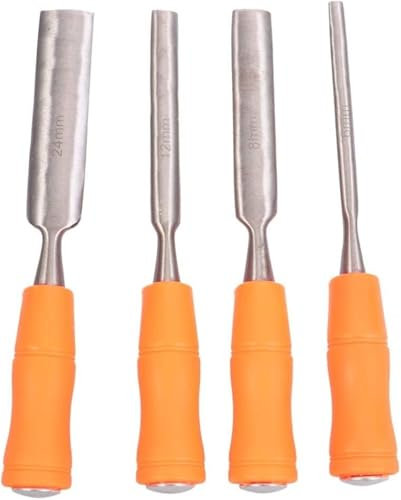 4 Pieces Wood Chisel Set Professional Wood Chisels for Carpentry for,Carving (Internal Opening Gouge 6mm,12mm,18mm and 24mm)