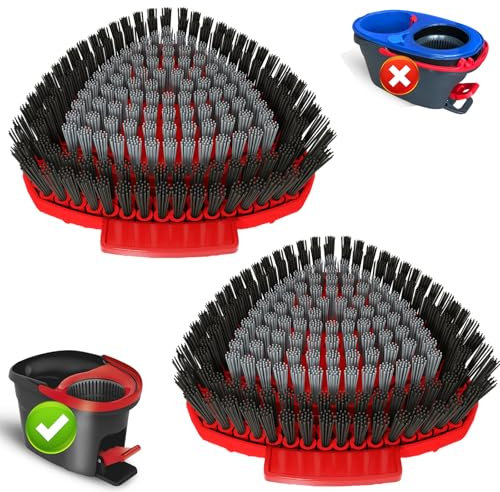 OKcedier 2 Pack Upgrade Scrub Brush Replacement Head for Vileda Turbo/O Cedar EasyWring 1 Tank Spin Mop, Replace Head Scrubber Brush, Floor Cleaning Brush,More Layers of Bristles for Bathroom,Deck