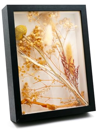 CiciIng 3D Bilderrahmen zum Befüllen, 14,5x19,5cm Holz Bilder Rahmen mit Transparente Acrylplatte, Objektrahmen Tiefer für Foto Blumen Erinnerungsstücke DIY Kunstwerke (Schwarz)