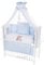 Babybett mit Stoffausstattung und Teddy-Motiv – Blau, Weiß, Inklusive Himmel