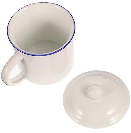 Alipis Enamel Coffee Mug 400ml Retro Ceramic Water Cup White Milk Juice Drink Cup for Home Use