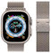 JINPXI Correas para Apple Watch 42/44/45/46/49mm Pulseras de Repuesto de Metal de Acero Inoxidable para Mujer Hombre,Correa de Malla Milanesa con Cierre de Paracaídas para Apple Watch (Titanio)