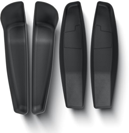 LUCKEASY 4PCS Door Side Pocket Storage Box For Tesla Model Y Juniper 2025 2026 Front& Rear Door Pocket Inner Organizer Trays TPE For Model Y Juniper Accessories Black