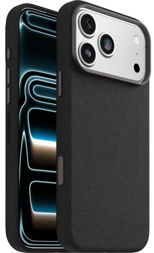 OtterBox Symmetry Cactus Leather MagSafe Case for iPhone 17 Pro Max, Black | Shockproof, Drop-Proof, Protective Thin Case, 3x Tested to Military Standard