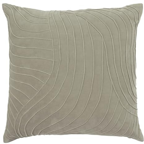 Voyage Maison Waterfall Feather Filled Cushion – Luxury Embroidered Velvet Textured Decorative Pillow (Quartz - 50x50cm)