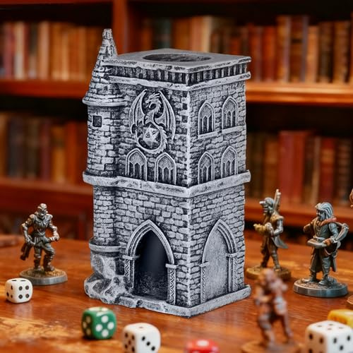 CheurYae Drachen Schloss Würfelturm für D&D,DND Brettspiel Zubehör,3D Harz Würfelschale Castle(Keine Würfel Enthalten)