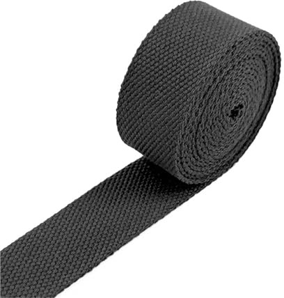 Sangle en Coton 8 mètres 20-50mm 2mm d'épaisseur Coton Sangles Toile Ruban for Coudre vêtements Ceinture Bricolage Sacs Sangle Bande Accessoires(20Black,38mm)
