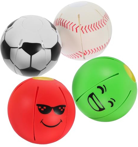 SOLUSTRE Interaktives Hundespielzeug Ball Beißfest und Elastisch aus Kunststoff 4 Stück Bunte Farbauswahl für Spielerisches Training und Kauen für Hunde und Welpen