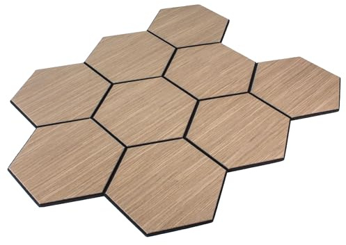 Akustikpaneel Hexagon in Dark Walnut - 727x600 mm - mit PET-Filz - 1 Stück | Für dekorative Wandakzente und bessere Raumakustik mit Hexagon-Paneelen, 727x600 mm, 1 Stück, Holzfurnier, Dark Walnut