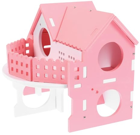 Toddmomy Maison à Hamster à Double Couche en Bois Écologique, Grosse Cabane Rose et Blanche, Cachette Ludique pour Petits Animaux de Compagnie, Habitat Spacieux pour Hamsters et Souris