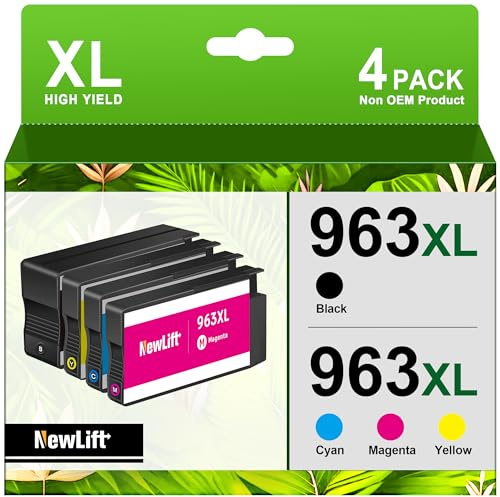 NewLift 963XL Multipack Patronen Kompatibel für HP 963XL 963 Druckerpatronen Kompatibel für HP officejet Pro 9010 9012,9020 9022 9014 9015 9016 9018 (4er-Pack)