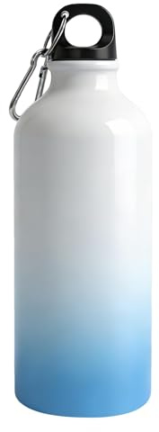 MR.R Bouteille de sport vierge en aluminium pour sublimation - 600 ml - Bleu et blanc - Pour impression par sublimation