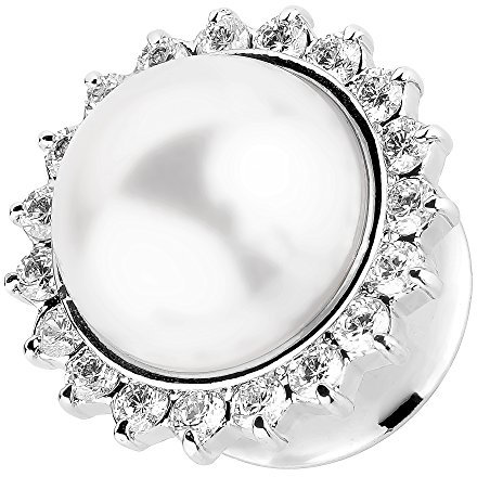 Piercingfaktor Flesh Tunnel Ohr Piercing Plug Ohrpiercing Single Flared Ear Edelstahl Vintage Sonne mit Perle Strass Kristall Silber Weiß 6mm