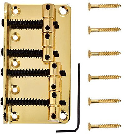 4 Saitige Bass Gitarren Brücke, Metall Gitarren Brücke Ersatzteile für E-Bass(Golden)