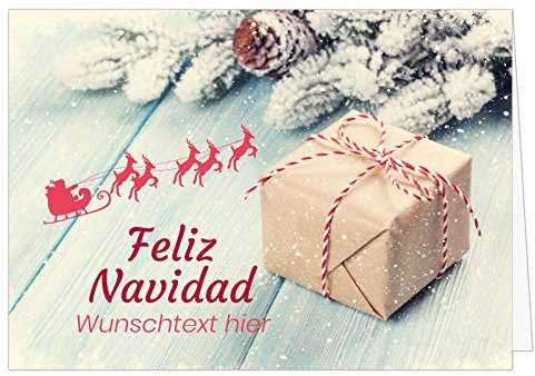 PERSONALISIERTE übergroße XXL Weihnachtskarte Feliz Navidad - mit Ihrem WUNSCHTEXT anpassbar - Für Kunden, Firmen, Kollegen, Familie, Freunde, Lieferanten - Geschäftlich und Privat