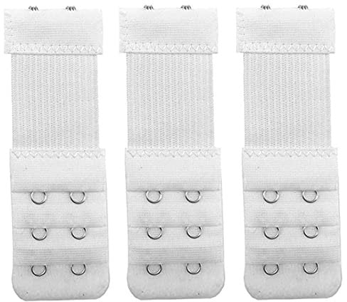 Yesmin Pack of 3 Bra Strap Extenders Extensions Elastic Extender Set 2 Hooks (White)