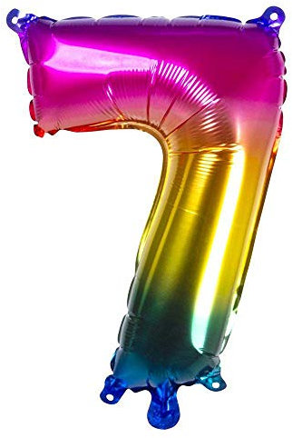 Boland - Folienballon Zahl, Größe 36 cm, Regenbogenfarben, Zahlenballon, Nummer, Ballon, Helium, Geburtstag, Jubiläum, Jubiläumsjahr, Lebensjahr, Überraschungsparty, Dekoration