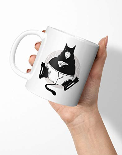 BLAK TEE Lazy Cat Munching on Pizza Porcelain Coffee and Tea Mug 330 ml