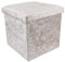 DANIEL JAMES Housewares Crushed Velvet Ottoman Foot Stool Storage Box Furniture Seat Rest Cube Foldable (Cream)