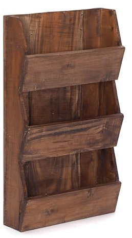 DESIGN DELIGHTS ZEITUNGS WANDREGAL News 60 | Mahagoni massiv, 60x38x11cm (HxBxT) | Zeitungsregal, Magazinhalter | Farbe: 02 Hellbraun