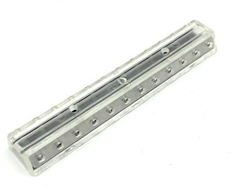 BELI-BECO 64/12 Verteilerplatte für Querlochstecker - Miniatur-Bananenstecker mit Stift-Ø: 2,6mm, 24 Anschlüsse, 100 x 20 mm (Transparent)