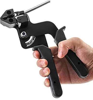 QWORK® Pistola per fascette, strumento per fascette in acciaio inossidabile, per bloccare e tagliare Cravatte in Acciaio Inossidabile