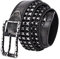 DFGGE Cintura Uomo in Vera Pelle, con 3 Fila Borchiata conica Cintura chiodati e Fibbia Rettangolare Nickel Free, Accorciabile,Nero,125cm(42~44)