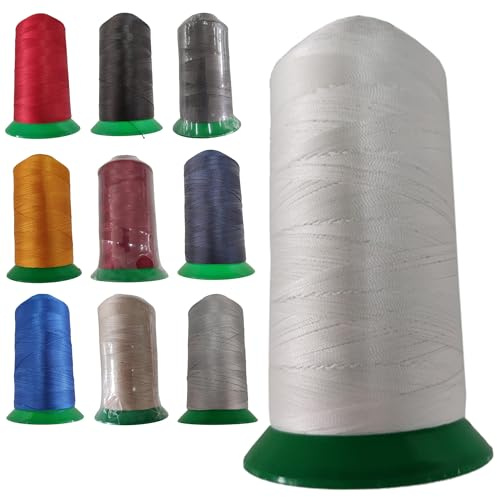 TENDEEVOLUTION Filo per Macchina da Cucire da esterno 100% Poliestere, Bobina da 1500 Metri in diversi Colori. Filo Cucito Resistente per Telo Barca, Arredi Esterni e Tende Da Sole (Bianco)