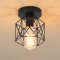 iDEGU Industrielle Deckenleuchten 15cm Retro Deckenlampe aus Eisen Lampenschirm in Sechseck Käfig Vintage Design E27 Kronleuchter für Flur Küche Wohnzimmer Schlafzimmer Dekoration (Schwarz)