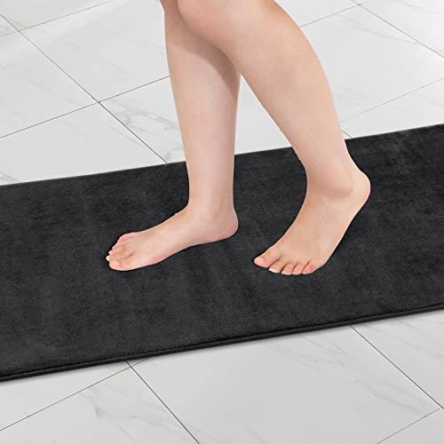 MIULEE Einfarbige Badematte Memoryschaum Badteppich Badezimmerteppich Duschvorleger Teppich Badvorleger Duschmatte Deko Fussmatte rutschfeste Matte für Badezimmer Wohnzimmer 45x120 cm Schwarz