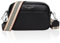 YUHONLNOR Crossbody Bag Damen Leder Breiter Gurt Handtasche Umhängetasche Moderne Taschen mit breitem Schultergurt,Schwarz.