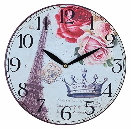 Wanduhr Paris Uhr rund Küchenuhr 27 cm Hängeuhr Eiffelturm Dekouhr dq024 Palazzo Exklusiv