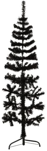 vidaXL Albero Natale Artificiale Sottile a metà e Supporto Nero 150 cm