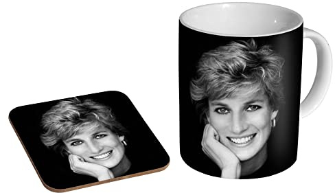 stopper Lady Diana Princess of Wales - Ceramic Coffee Mug + Coaster Gift Set