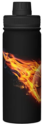 ASEELO Gourde isotherme réutilisable avec imprimé Basketball On Fire 532 ml