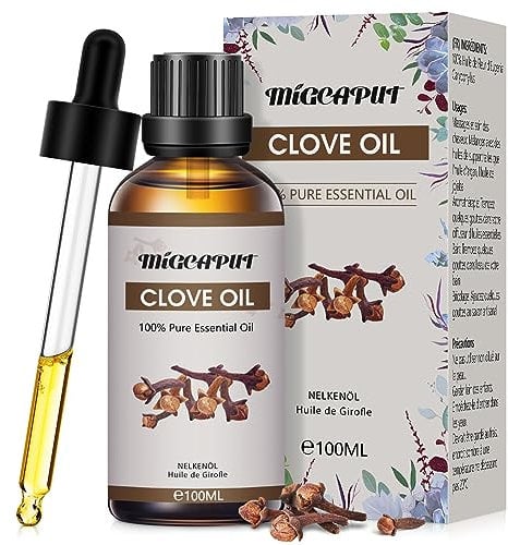 MIGCAPUT Huile Essentielle de Clou de Girofle 100ML, Huile Essentielle Aromathérapie 100% Naturelle pour Diffuseur, Humidificateur, Huile de Clou de Girofle de Qualité pour Massage, Relax, Bain