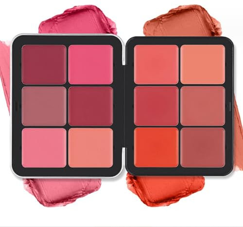 Palette de fards à joues 12 couleurs, Palette de maquillage fards à joues crème mats, longue tenue, anti-bavure, aspect naturel, fard à joues estompé pour le visage, sans cruauté