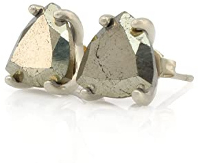 Anemone Eisen Pyrit Edelstein Ohrringe - Trilliant 925 Sterling Silber Ohrringe - Handwerklicher Modeschmuck Benutzerdefinierte Post Zierliche Jeden Tag Ohrringe - mit Geschenk-Box