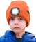 ATNKE Kids LED Beleuchtete Mütze mit Licht,Wiederaufladbare USB 4 LED Laufmütze Extrem Heller Lampe Winter Warme Stricken Mütze Großartig Geschenke für Jungen und Mädchen/Bright Orange