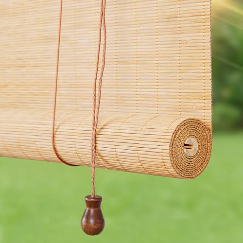 X1NGFU Bambus Rollo Retro Bambus Rollo Jalousine,Lichtfilter bambusrollo,Fenster Rollo aus Bambus für Innen,Sonnenschutz Sichtschutz,Für Tür & Fenster,Anpassbar,Breite X Höhe (160cm x 190cm)