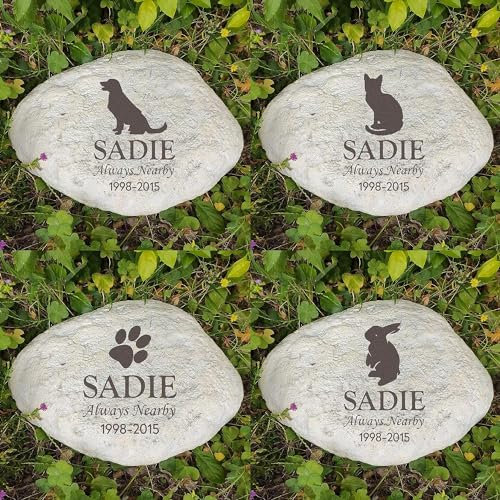 PTATT Personalisierte Haustier-Gedenksteine für Hund/Katze, lasergraviert, Grabstein, Grabstein, Grabstein, Gedenkstein, Garten, Outdoor, dekorative Steine, Verlust von Haustier-Sypathie, Geschenk