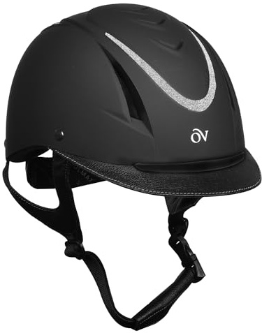 OVATION Unisex Z-6 Glitz II Riding Helmet - Durable Adjustable Equestrian Safety Helmet w/Removable Liner & High-Flow Vents, Black Glitter Silver, Medium/Large