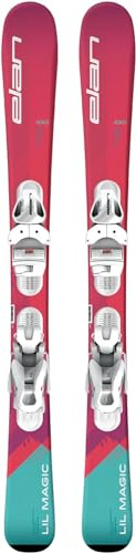 Elan Kinder Mädchen Ski ELAN Lil Magic, mit EL4.5 GW System, größenverstellbare Bindungen auf Skierbahn 2024 (90 cm)