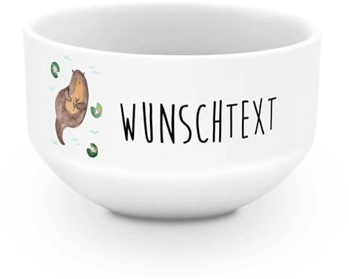 Mr. & Mrs. Panda Personalisierte Müslischale Otter Seerose - Personalisierte Geschenke, Seeotter, Müslischale Namen, Fischotter, Otter Seeotter See