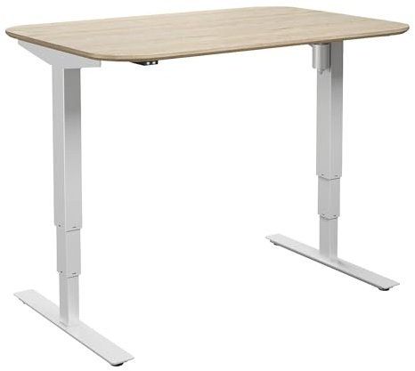 kaiserkraft | Schreibtisch Atlanta Trend | elektrisch höhenverstellbar | gerade | abgerundete Ecken | BxT 120x80 cm | Eiche/weiß