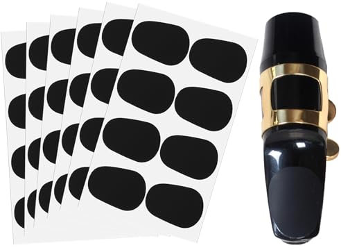ZOCONE 48 Stück Saxophon Mundstück Kissen, 0,8 mm Mundstückkissen für Altsaxophon Klarinette Mundstück Kissen Schwarz Mundstückaufnäher für Anfänger, Saxophone und Klarinetten