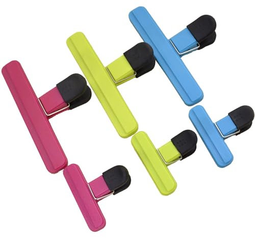 Clip per Cibo Sacchetti,6Pezzi Mollette Plastica Clip di Tenuta Pinze Chiudi Sacchetti Colorful Clip Clamp Sealer (3 Colori)
